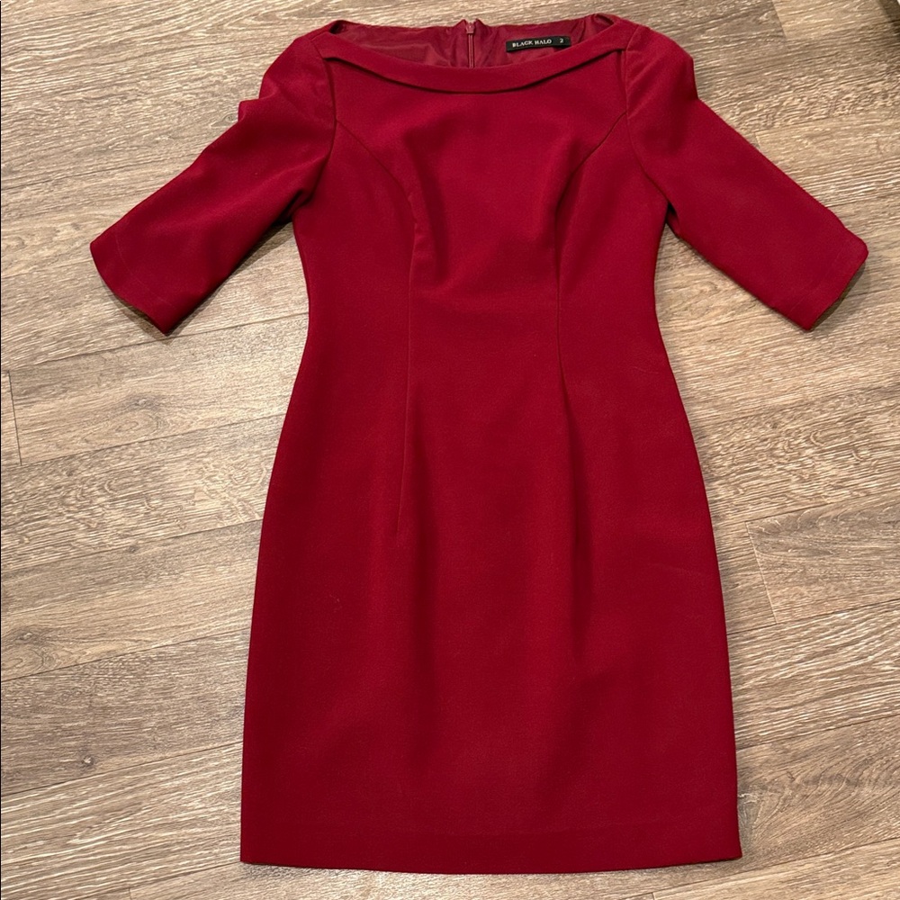 Elegant Ruby Red Black Halo Dress